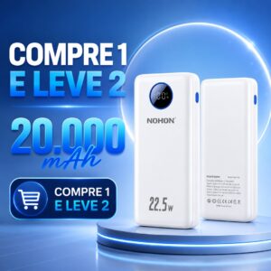 Power Bank Nohon 10000mAh Carregador Portátil USB Duplo com Display Digital