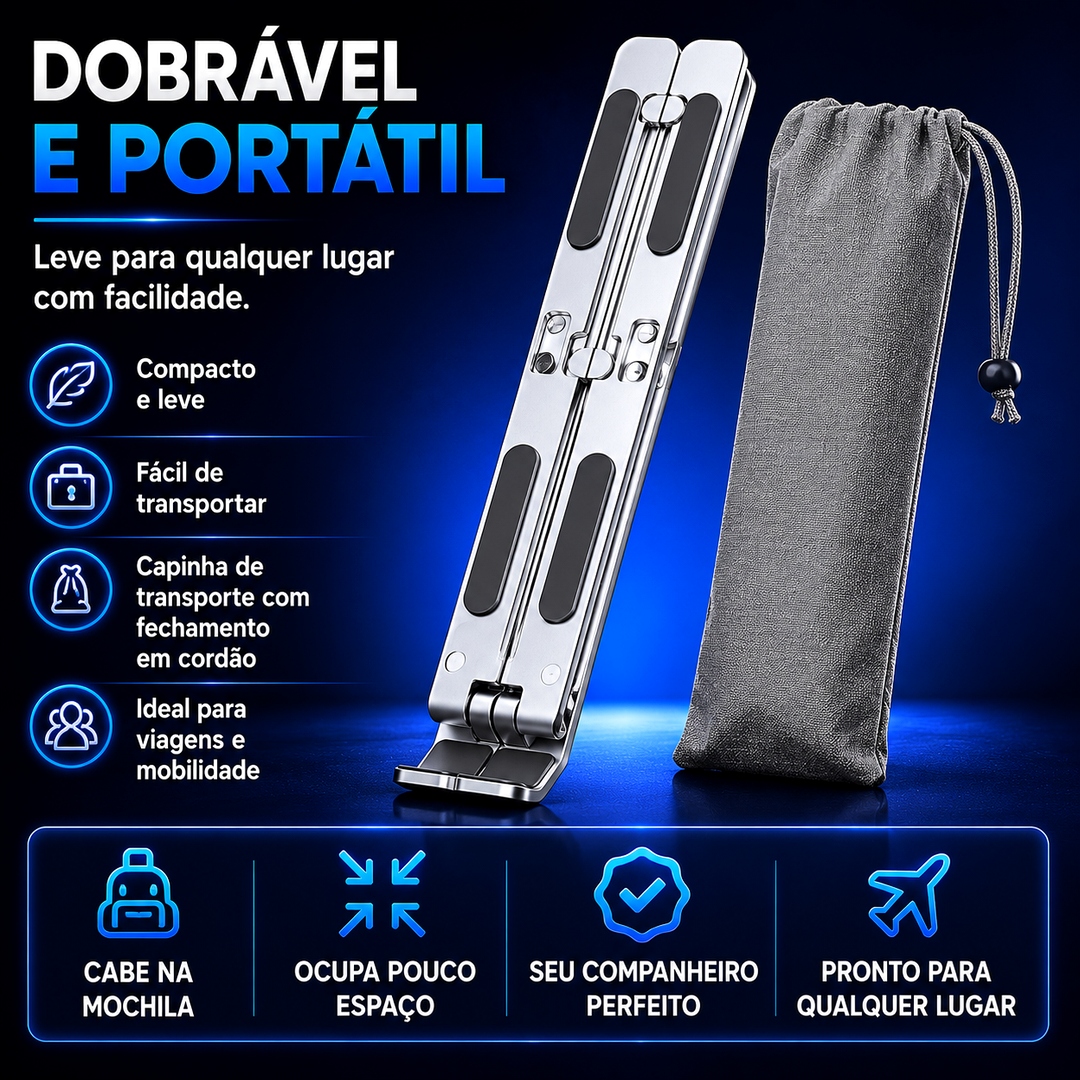 Suporte Ergonômico Ajustável para Notebook em Alumínio Dobrável 14” a 17” - Imagem 3