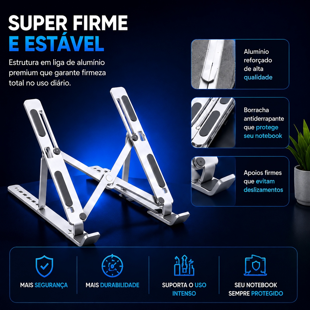 Suporte Ergonômico Ajustável para Notebook em Alumínio Dobrável 14” a 17” - Imagem 5