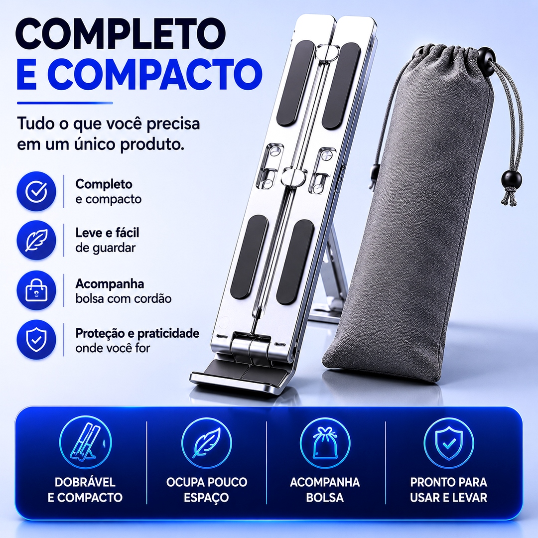 Suporte Ergonômico Ajustável para Notebook em Alumínio Dobrável 14” a 17” - Imagem 6